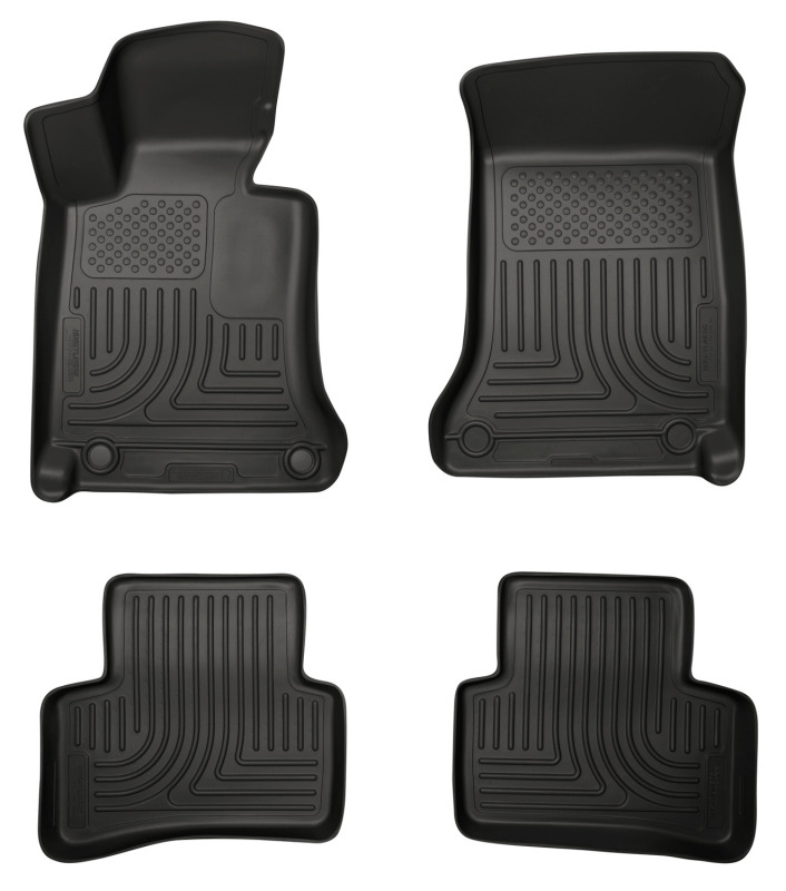 Mercedes-Benz C-Class Floor Liners - Front + Rear - Husky Liners - WeatherBeater Combo - Black - 2012